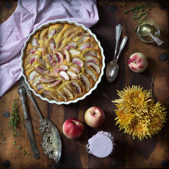White Peach and Cornmeal Cake - Recipe photo by threelittlehalves
