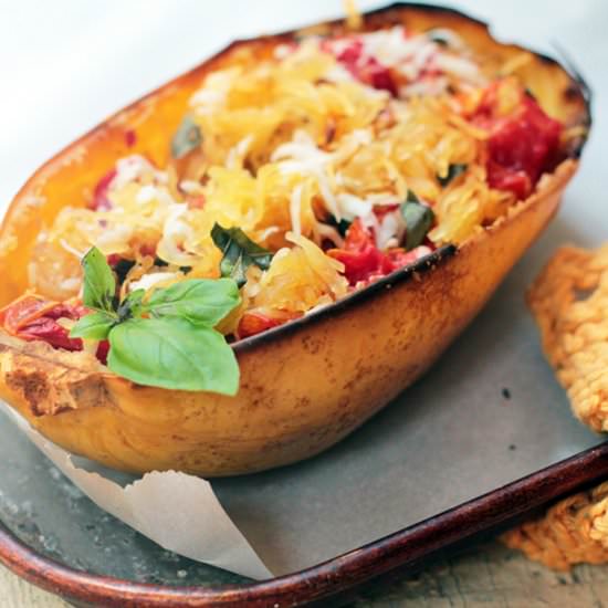 Spaghetti Squash & Roasted Tomatoes - Recipe photo by capefearnutrition