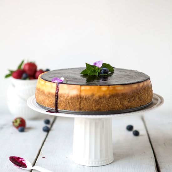 Cheesecake With Berry Topping - Recipe photo by FlavzCorner