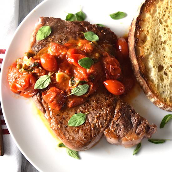 Ribeye Steak alla Pizzaiola - Recipe photo by makeitmediterranean