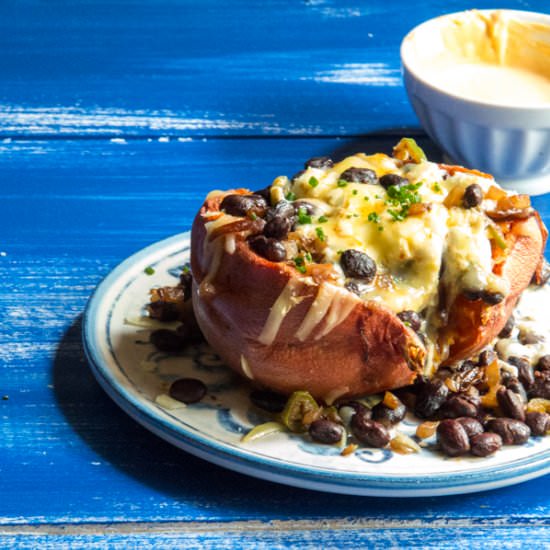 Cheesy Mexican Stuffed Sweet Potato - Recipe photo by TheWimpyVegetarian