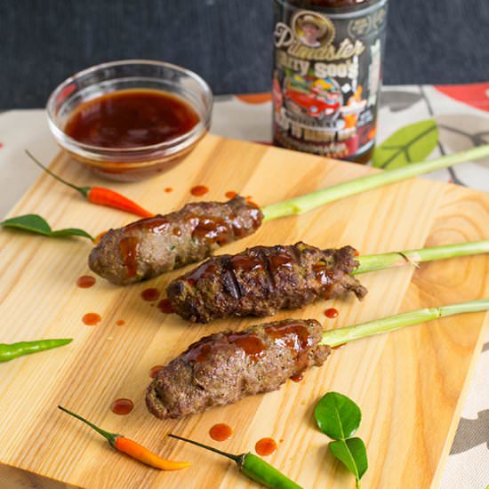 Grilled Lemongrass Beef Sticks - Recipe photo by slapyodaddybbq