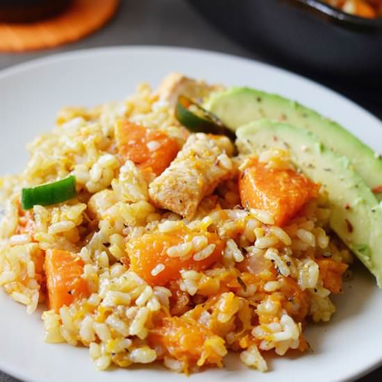One Pot Chicken and Pumpkin Rice - Recipe photo by Natural Fit Foodie