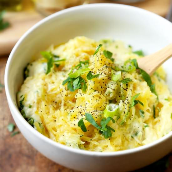 Spaghetti Squash Alfredo - Recipe photo by misspickledplum
