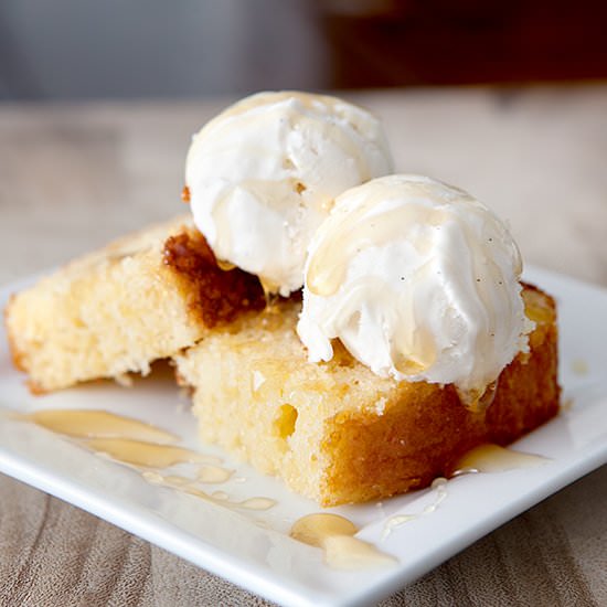Cornbread Cake Buttermilk Ice Cream - Recipe photo by browniebites