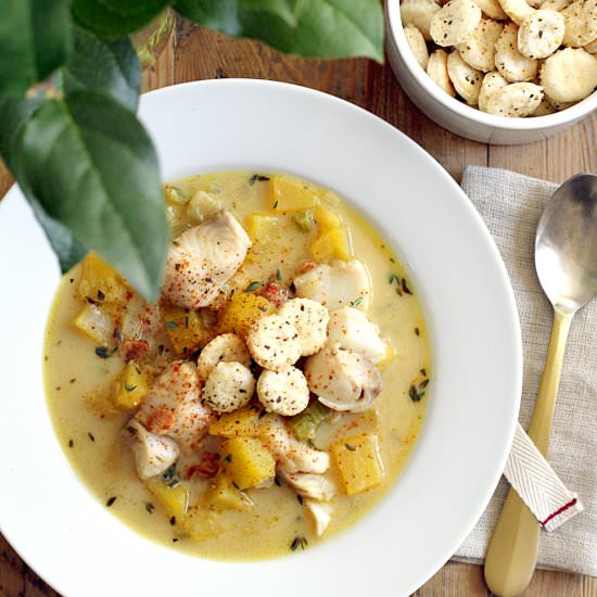 Acorn Squash and Cod Chowder - Recipe photo by twoofakindcooks