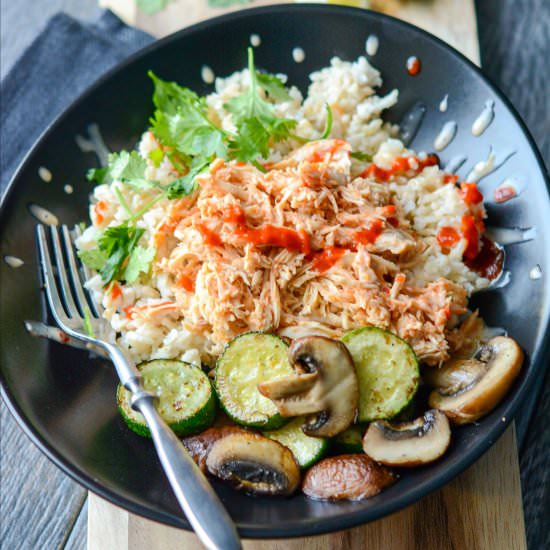 Crockpot Spicy Asian Chicken Bowls - Recipe photo by slowcookergourmet