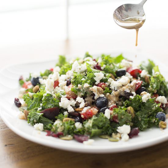 Kale and Berry Salad - Recipe photo by Kiwi and Carrot