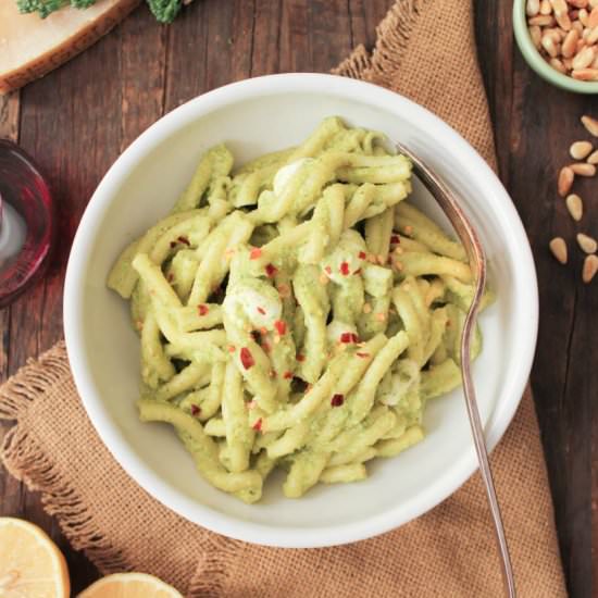 Torcetti with Broccoli Rabe Pesto - Recipe photo by domesticateme