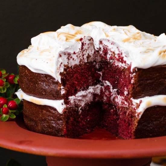 Red Velvet Meringue Cake - Recipe photo by ktphotogirl