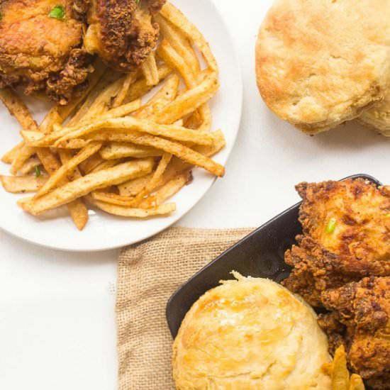 Chicken, Crispy Fries and Biscuits - Recipe photo by Whiskitrealgud