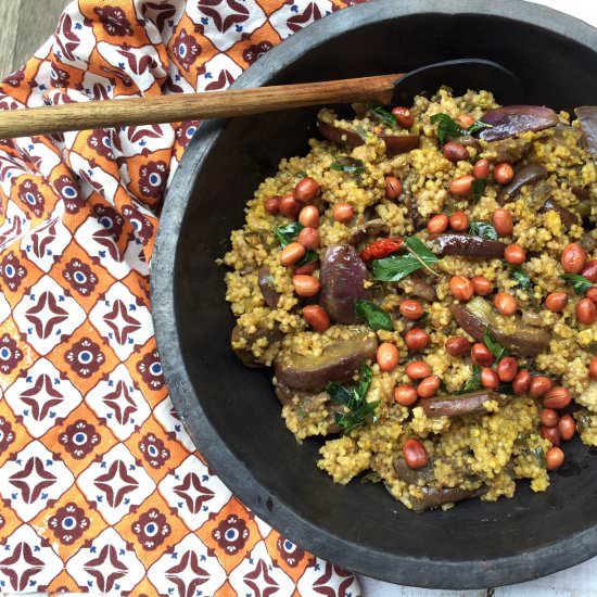 Indian Style Eggplant with Millet - Recipe photo by saffrontrail