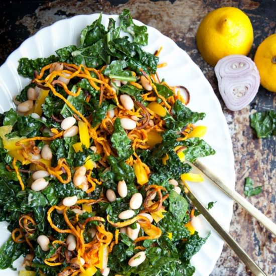 Kale Salad with Lemon Chia Dressing - Recipe photo by OurFourForks