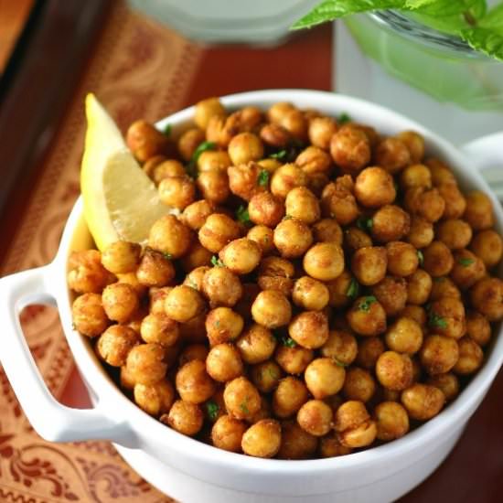 Falafel-Spiced Roasted Chickpeas - Recipe photo by landsandflavors