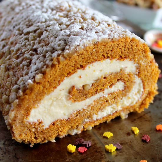 Pumpkin Cake Roll - Recipe photo by marisasitaliankitchen