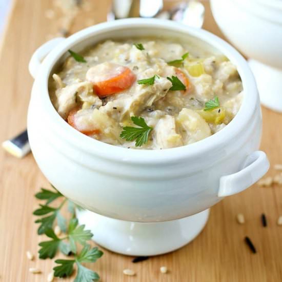 Creamy Chicken and Wild Rice Soup - Recipe photo by rachelcooksblog