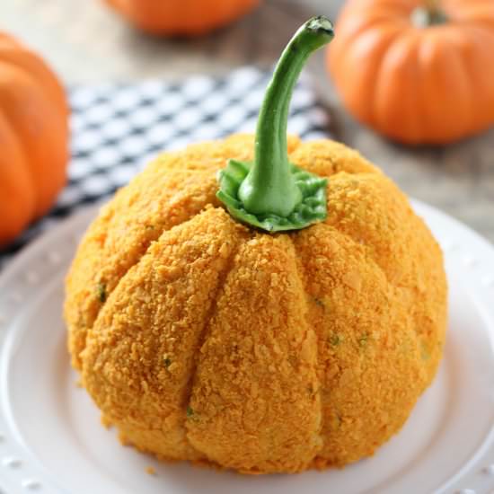 pumpkin shaped cheese ball - Recipe photo by bakedinaz