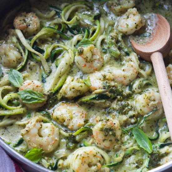 One Pot Creamy Pesto Shrimp - Recipe photo by littlebroken