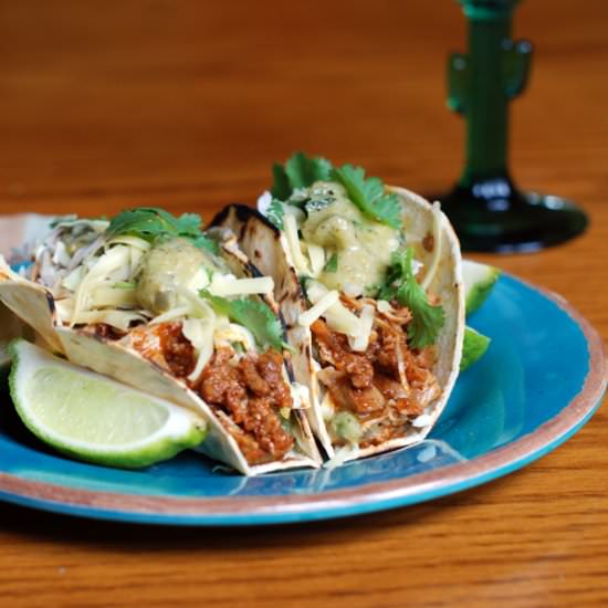 Shredded Chicken and Chorizo Tacos - Recipe photo by Circle B Kitchen