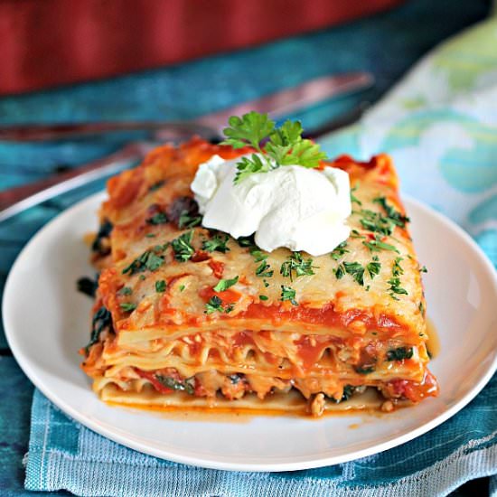 Best Chicken Spinach Lasagna - Recipe photo by peasandpeonies