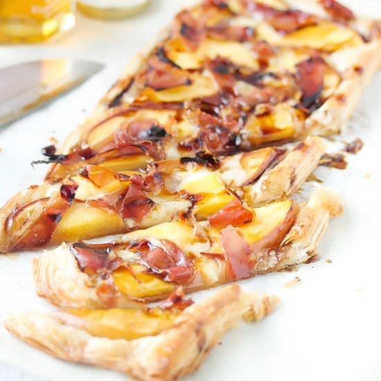 Peach, Proscuito & Brie Tart - Recipe photo by Cooks With Cocktails