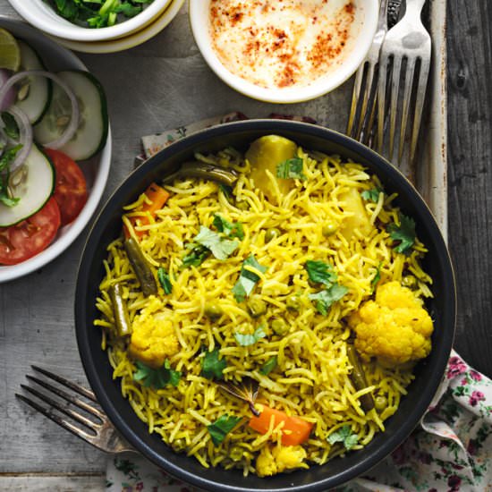 Mixed Vegetable Tahari - Recipe photo by cubesnjuliennes