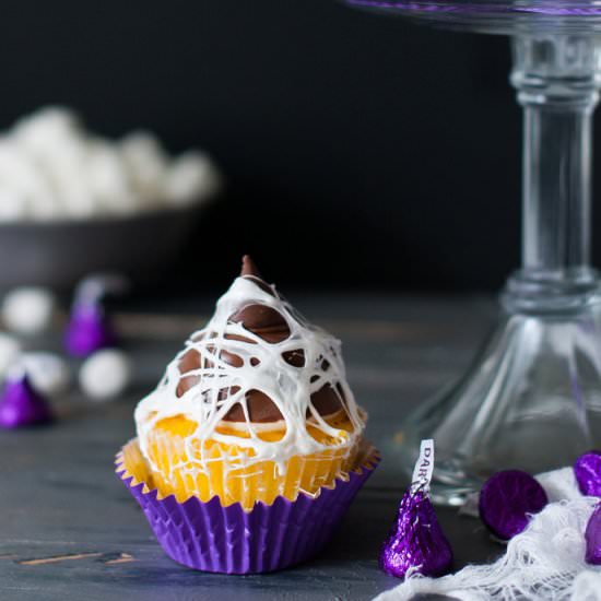 Spooky Marshmallow Web Cupcake Topping - Recipe photo by Handmade Charlotte