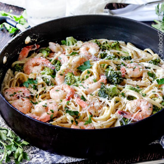 Roasted Shrimp Fettuccine Alfredo - Recipe photo by carlsbadcravings