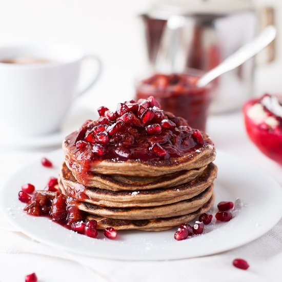 Chai Pancakes with Plum Compote - Recipe photo by stefaniegoldmarie