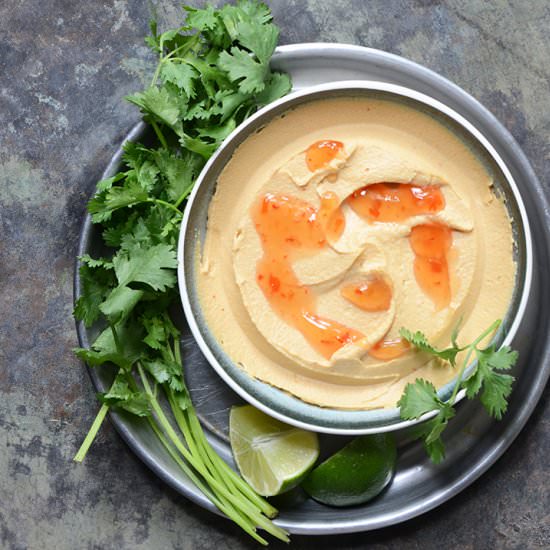 Peanutty Thai Curry Hummus - Recipe photo by AnEdibleMosaic