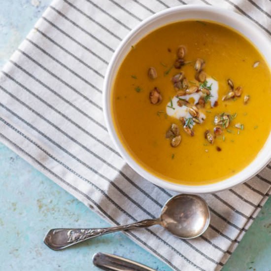 Roasted Squash and Apple Soup - Recipe photo by blossomtostem