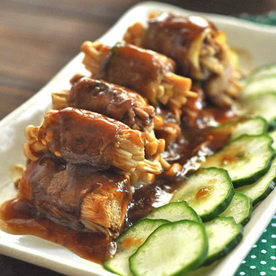 Sliced Beef with Enoki Mushrooms - Recipe photo by Beanpanda