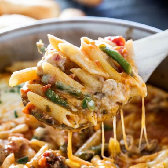 Sausage Green Bean Skillet Pasta - Recipe photo by ezpzmealz