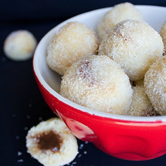 Chocolate Stuffed Coconut Ladoo - Recipe photo by nishkitchen