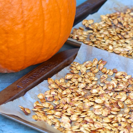 Roasted Pumpkin Seeds - Recipe photo by FountainAvenueKitchen
