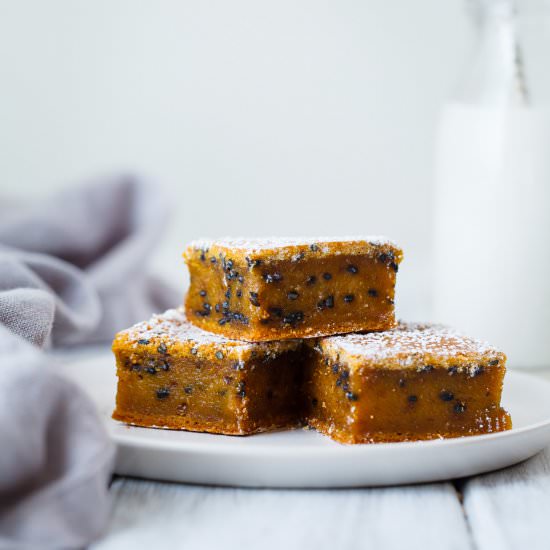 Black Sesame Pumpkin Mochi Cake - Recipe photo by snixykitchen