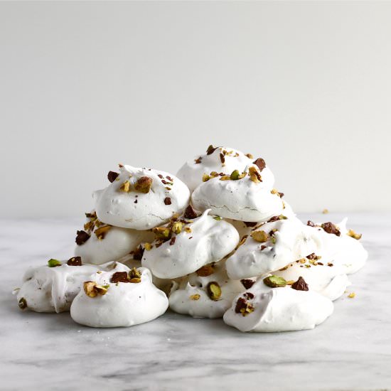 Chocolate Pistachio Meringues - Recipe photo by justjfaye