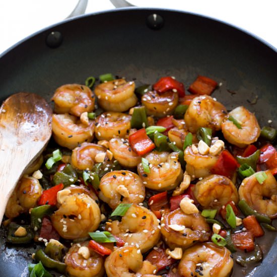 Super Easy Kung Pao Shrimp - Recipe photo by ChefSavvy