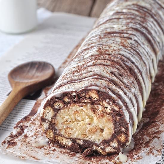 white & dark chocolate fridge cake - Recipe photo by kouzinista