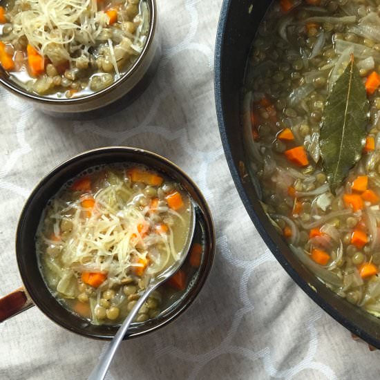 French onion & lentil soup - Recipe photo by Petite Canteen