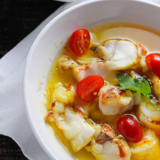 Saffron Butter Poached Lobster - Recipe photo by Girl and the Kitchen