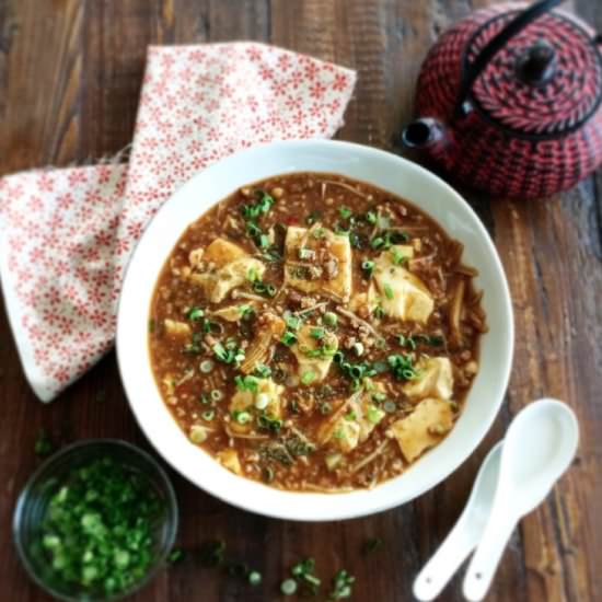 Mapo Tofu with Enoki Mushroom - Recipe photo by culinarytribune