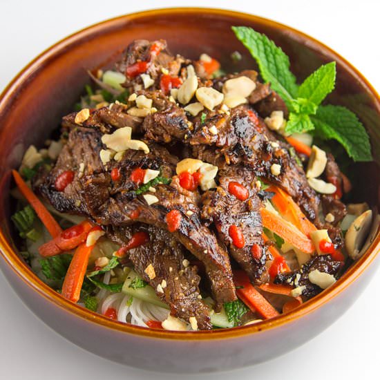 Vietnamese Beef Noodle Salad Bun Bo - Recipe photo by nitinbud