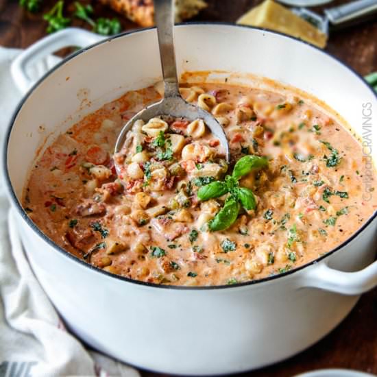 Creamy Basil Parmesan Italian Soup - Recipe photo by carlsbadcravings