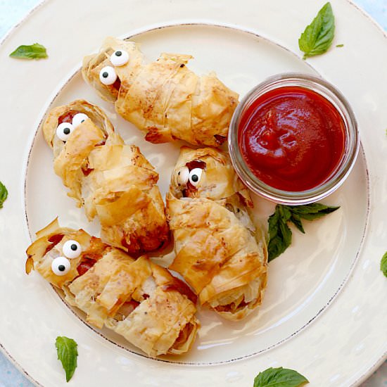 Crispy Phyllo Wrapped Hot Dog Mummies - Recipe photo by Delightful Mom Food