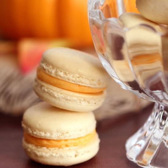 Pumpkin Buttercream Macarons - Recipe photo by veggiecravings