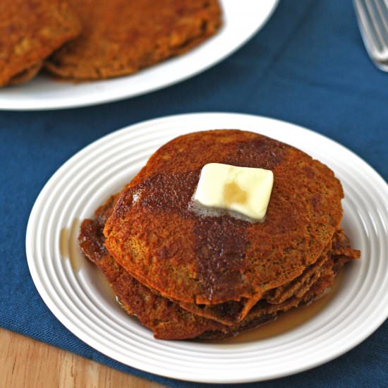 whole wheat pumpkin pancakes - Recipe photo by erinblueburke