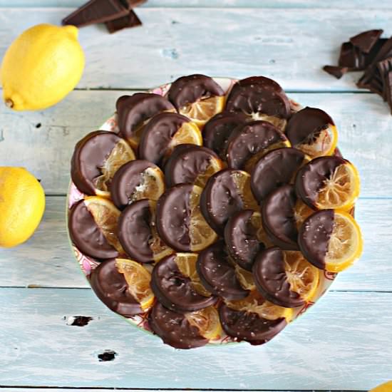 Chocolate Dipped Candied Lemon - Recipe photo by peasandpeonies