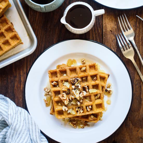 Yeasted Pumpkin Waffles - Recipe photo by Kitchen Konfidence