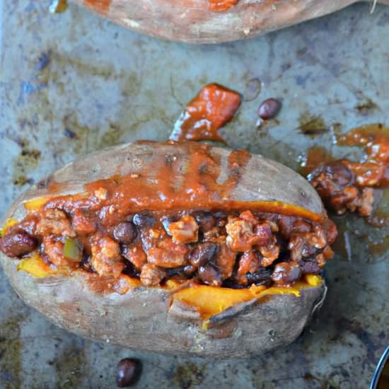 Chili-Stuffed Sweet Potato - Recipe photo by the_secret_ingredient_is